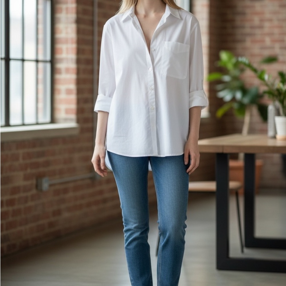 A new day White Casual Button Down Shirt. Oversize  medium